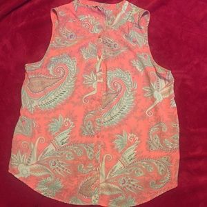 AMERICAN EAGLE pink paisley sleeveless shirt